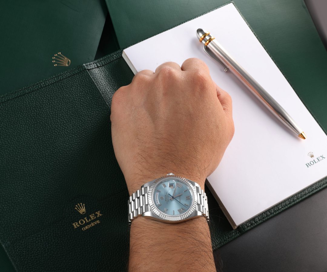 Rolex President Day-Date 40 Ice Blue Dial Platinum Men's Watch 228236