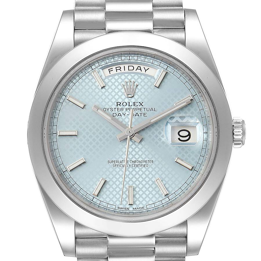 Rolex President Day-Date 40 Blue Dial Platinum Mens Watch 228206