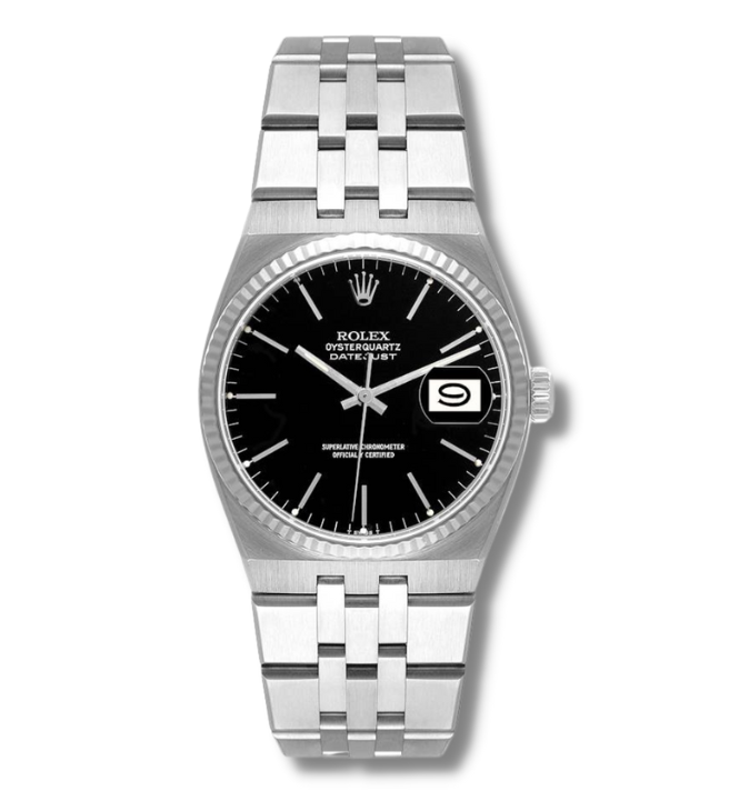 Rolex Oysterquartz Datejust Steel White Gold Mens Watch 17014