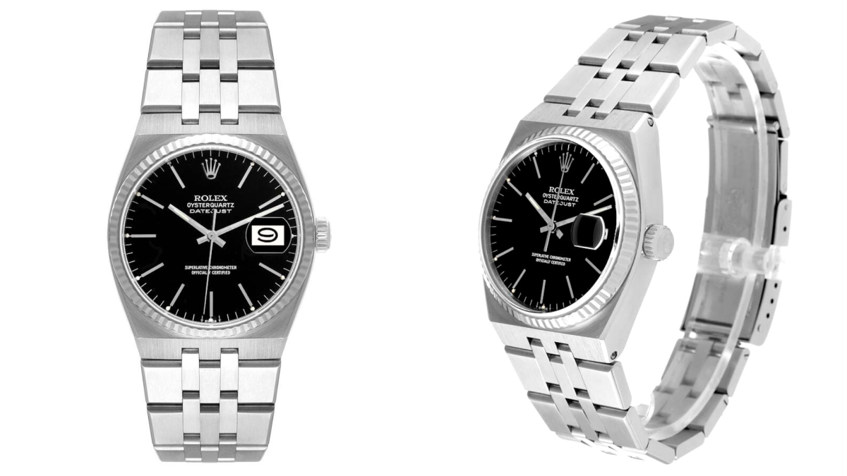 Rolex Oysterquartz Datejust Steel White Gold Mens Watch 17014