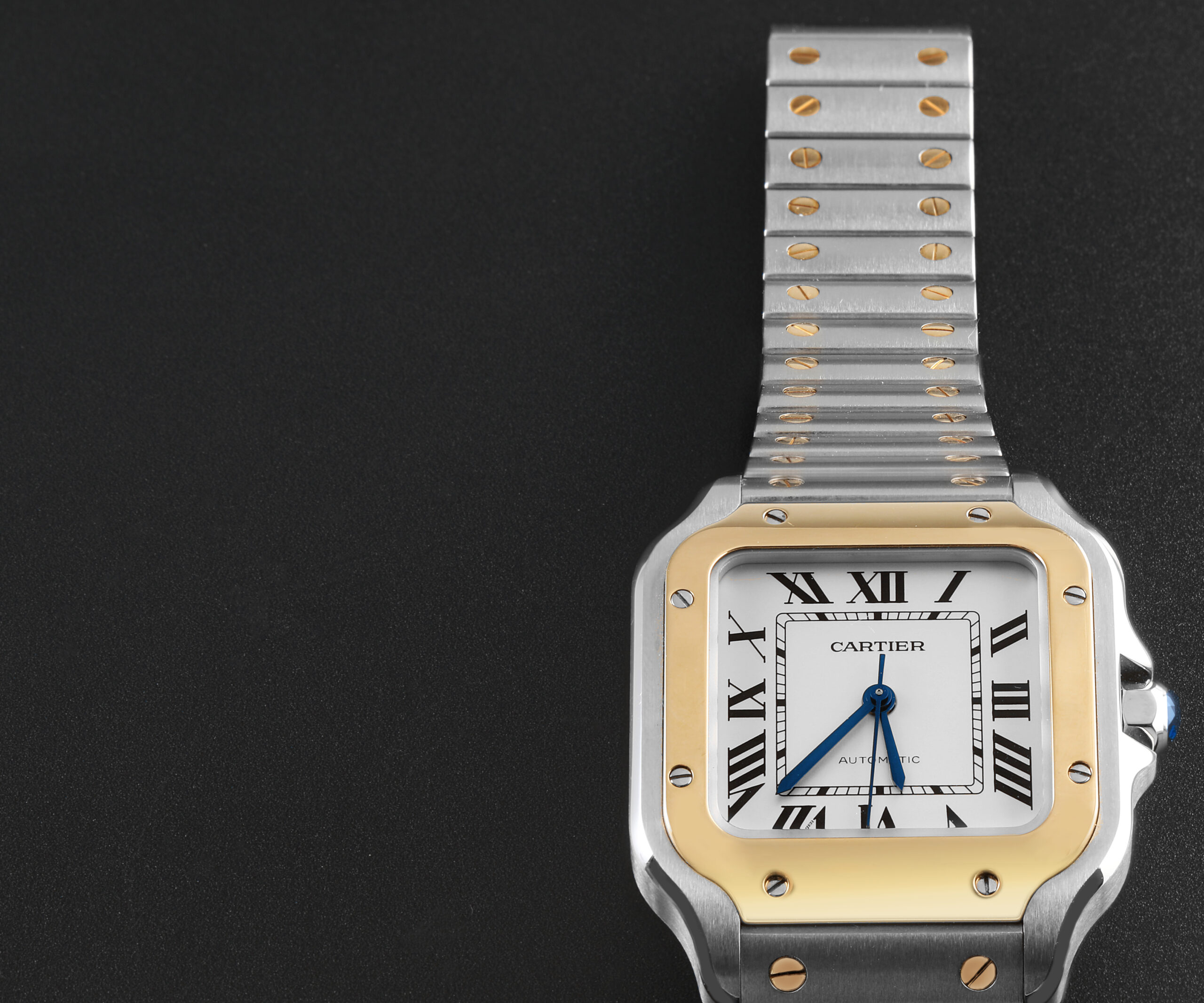 Cartier Santos Medium Steel Yellow Gold Mens Watch W2SA0016