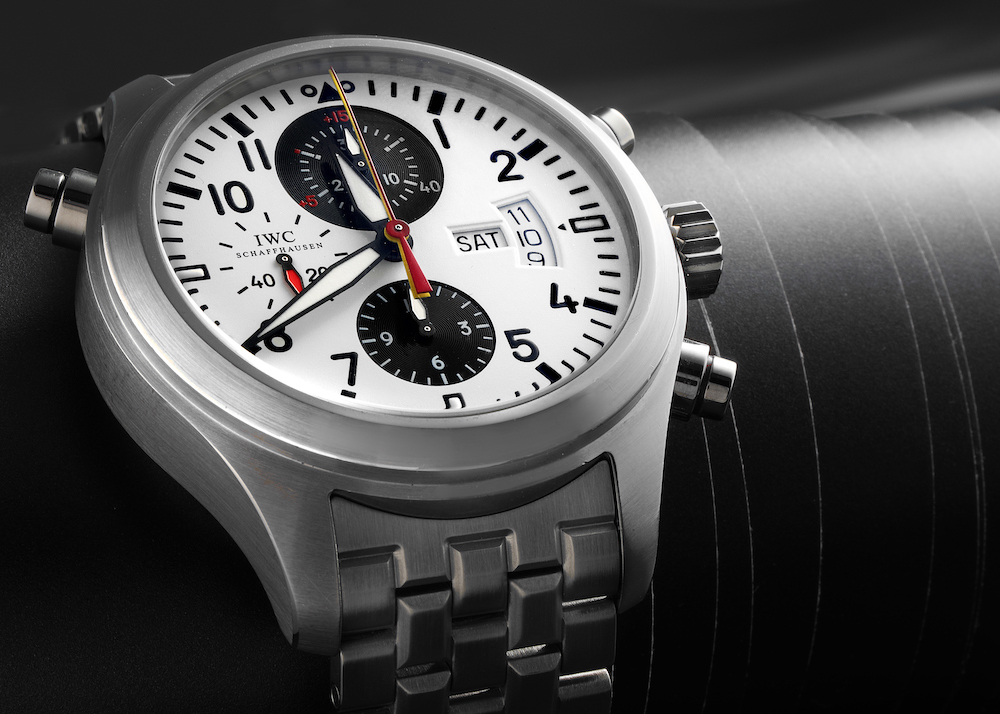 IWC Rattrapante Chronograph Panda Dial Limited Edition German National Team Steel Mens Watch IW371803