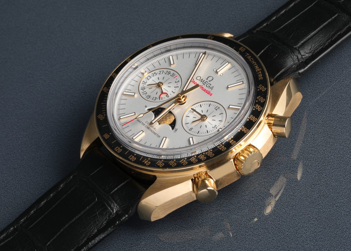 Omega Speedmaster Moonphase Yellow Gold Watch 304.63.44.52.02.001