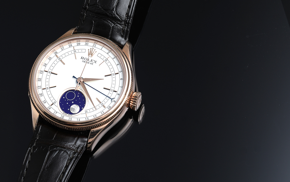 Rolex Cellini Moonphase White Dial Rose Gold Mens Watch 50535