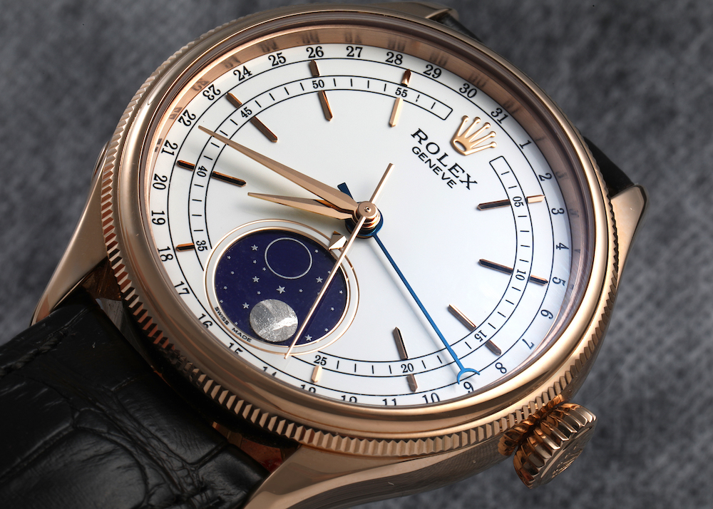 Rolex Cellini Moonphase White Dial Rose Gold Mens Watch 50535