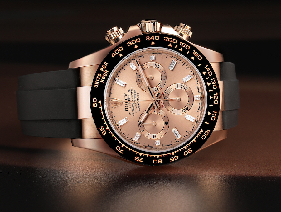 Rolex Daytona Rose Gold Everose Diamond Dial Mens Watch 116515