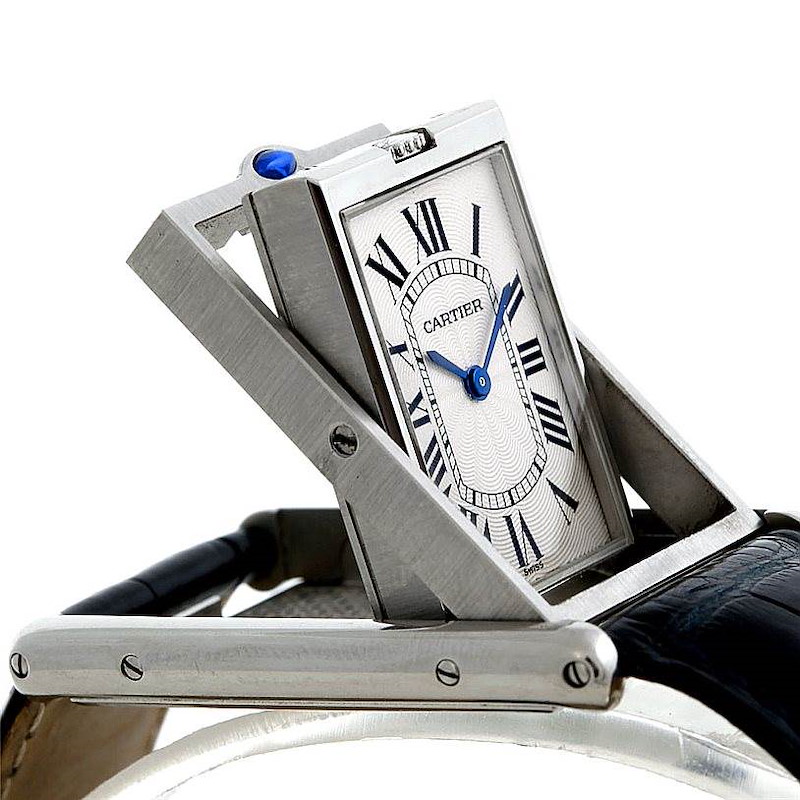 Cartier Tank Basculante Steel Large Mechanical Watch W1011358