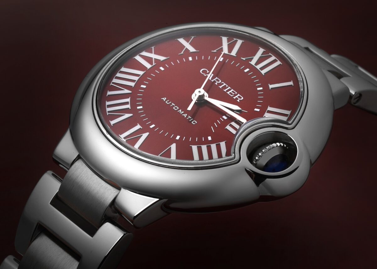 Cartier Ballon Bleu Red Dial Steel Ladies Watch WSBB0048
