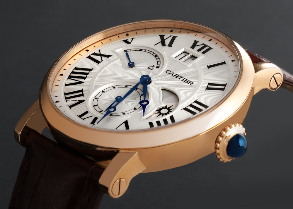 Cartier Rotonde Retrograde GMT Time Zone Rose Gold Mens Watch W1556240