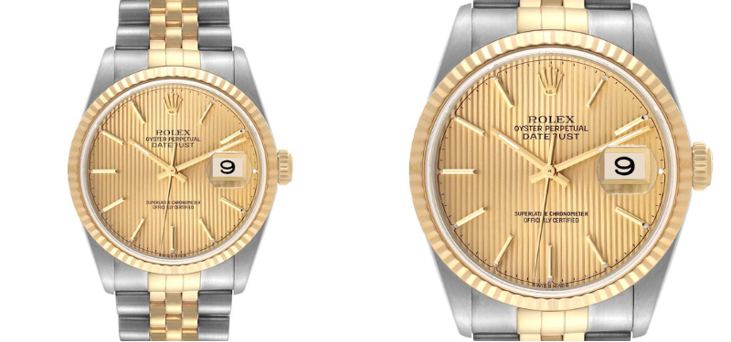 Rolex Datejust 36 Steel Yellow Gold Tapestry Dial Vintage Mens Watch 16013