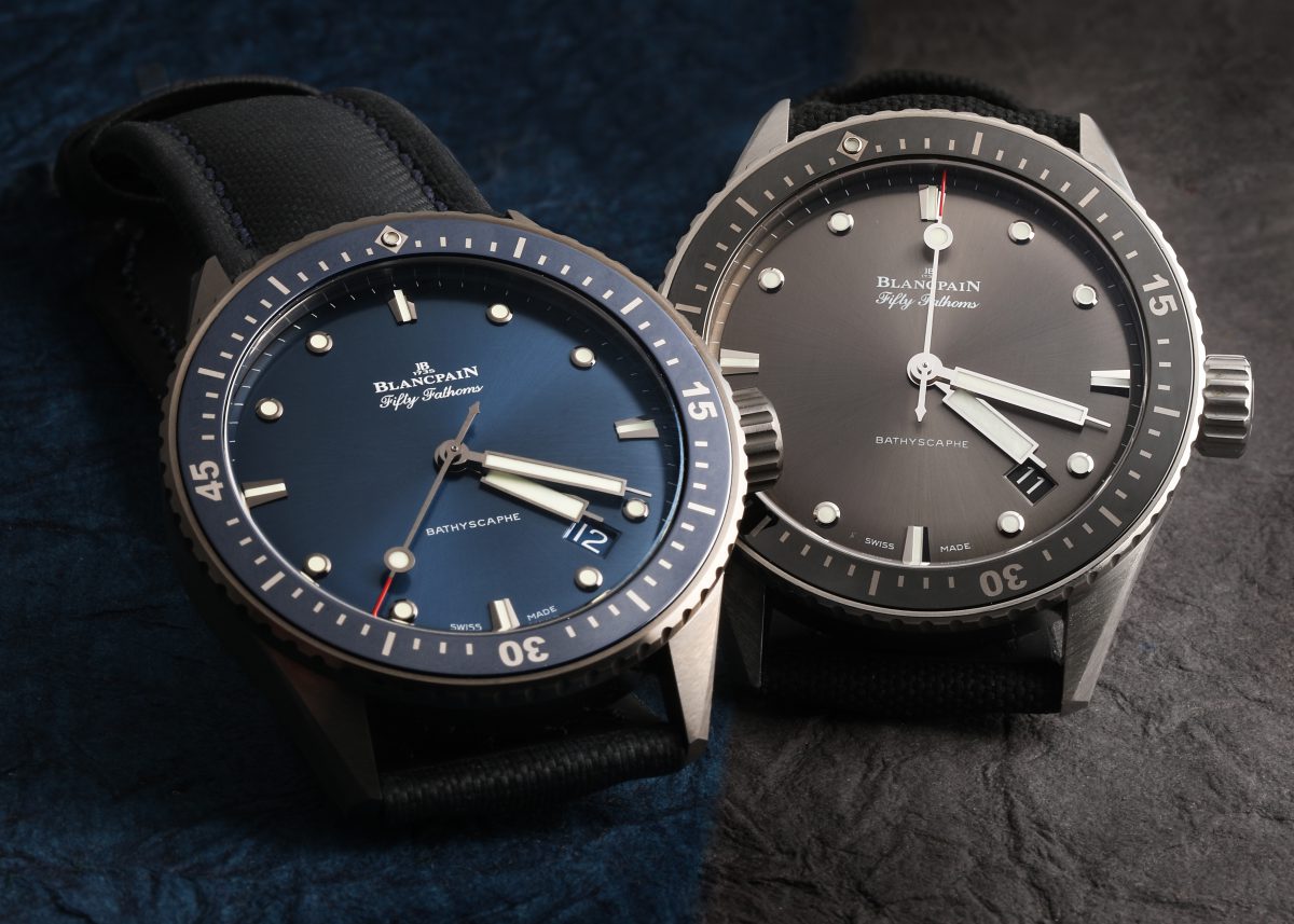 Blancpain Fifty Fathoms Bathyscaphe Ceramic Blue and Black Dial Mens Watch 5000