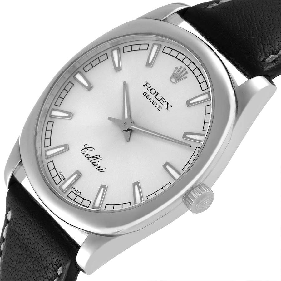 Rolex Cellini Danaos 18k White Gold Silver Dial Mens Watch 4243