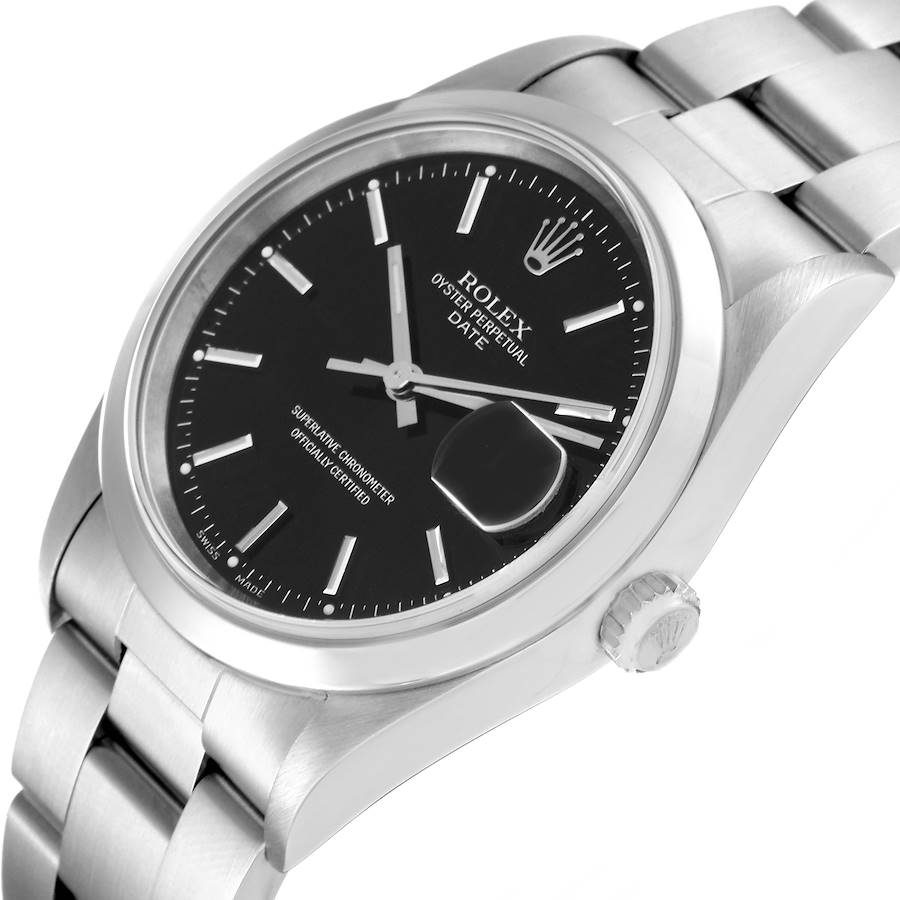 Rolex Date Black Dial Oyster Bracelet Steel Mens Watch 15200