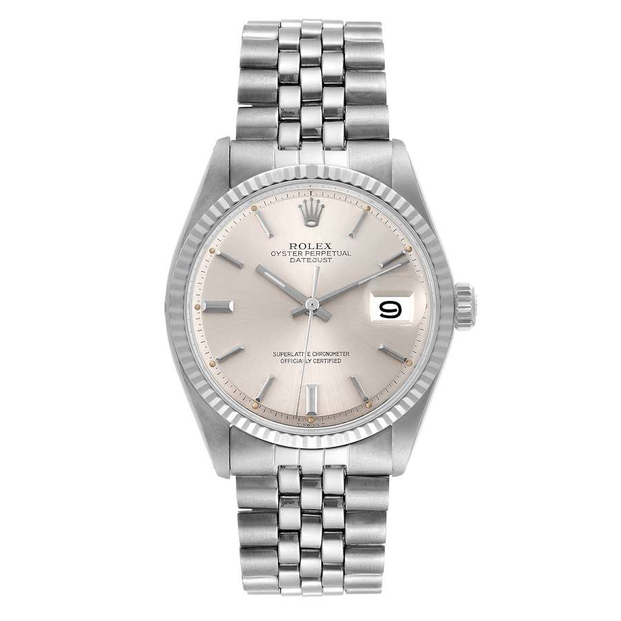 Rolex Datejust Steel White Gold Silver Dial Vintage Mens Watch 1601