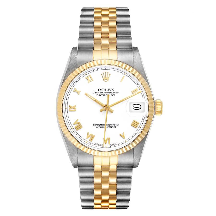 Rolex Datejust Steel Yellow Gold White Dial Vintage Mens Watch 16013