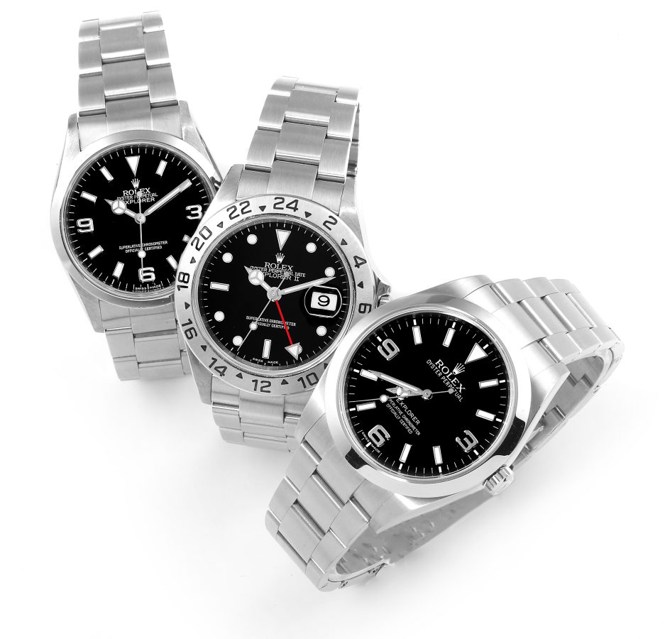 Rolex Explorer I and Explorer II 16550 (center)
