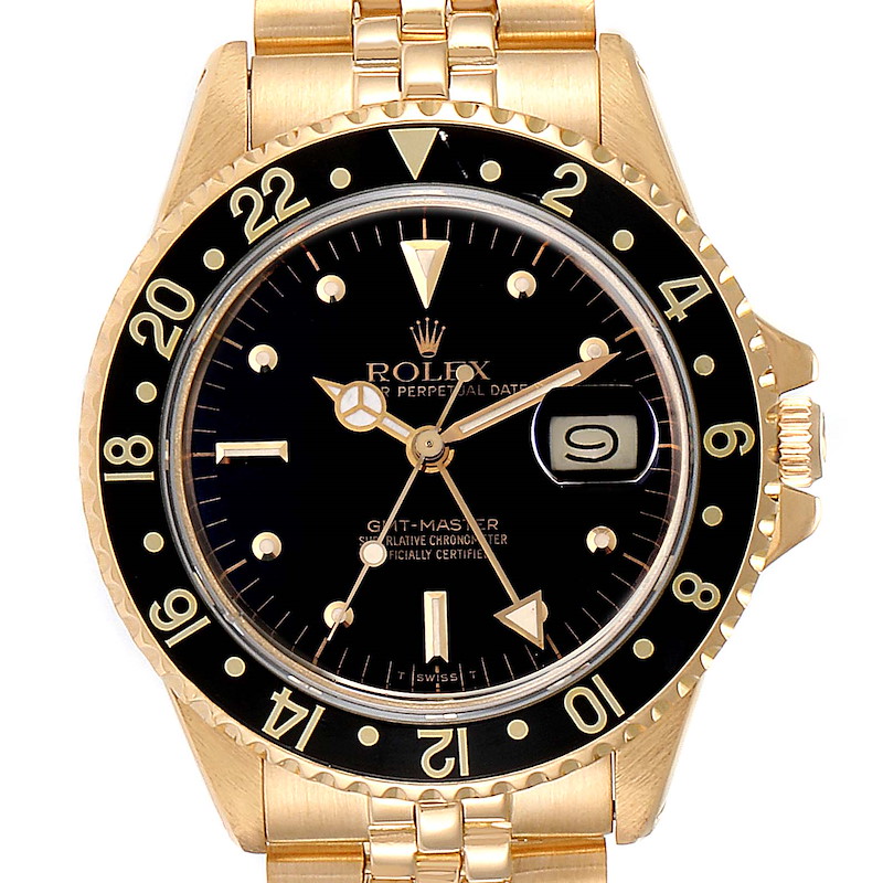 Rolex GMT Master Transitional 18k Yellow Gold Mens Watch 16758