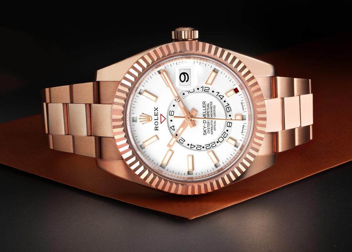 Rolex Sky-Dweller Rose Gold White Dial Mens Watch 326935