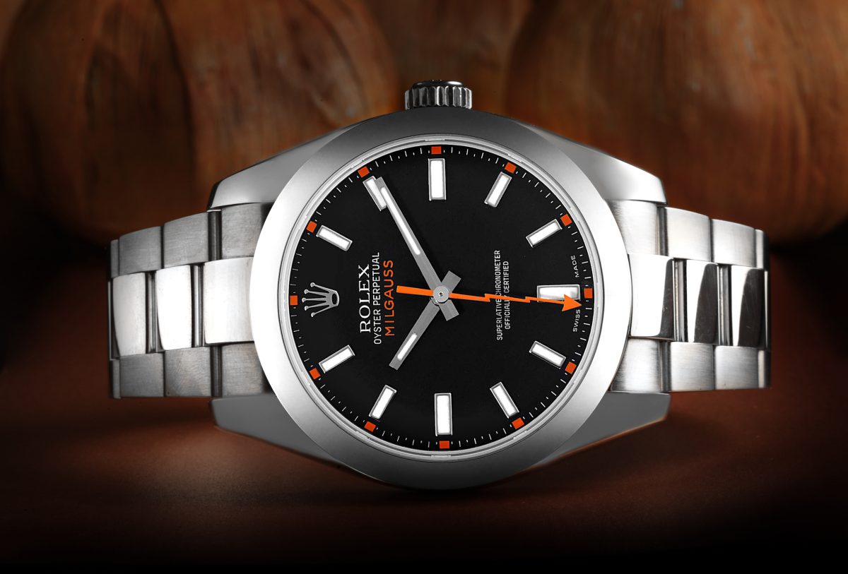 Rolex Milgauss Black Dial Domed Bezel Steel Mens Watch 116400