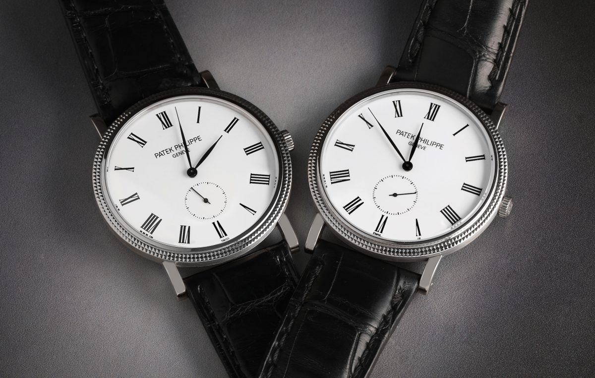 Patek Philippe Calatrava White Gold Black Strap Mens Watch 5119