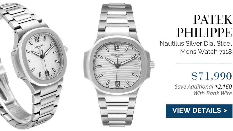 Patek Philippe Nautilus Silver Dial Steel Mens Watch 7118