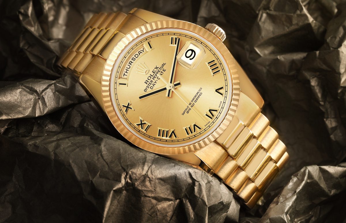 Rolex Day Date President Yellow Gold Champagne Dial Mens Watch 118238