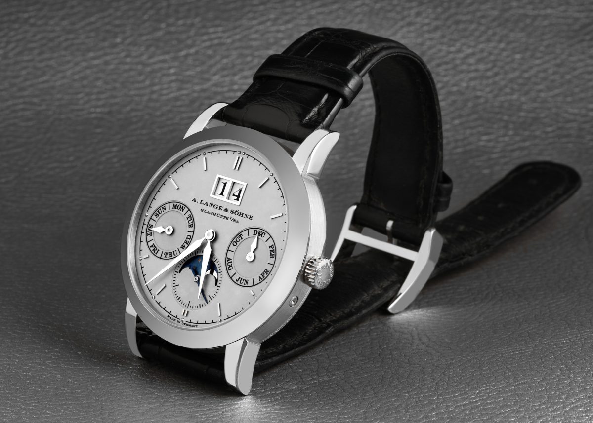 A. Lange and Sohne Saxonia Annual Calendar Platinum Mens Watch 330.025