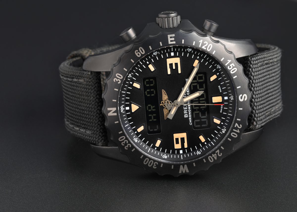 Breitling Chronospace Military GMT Alarm Blacksteel Mens Watch M78366