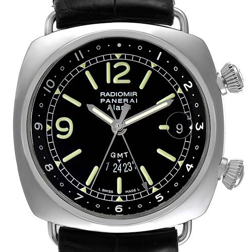 Panerai Radiomir GMT Alarm 42 Steel Mens Watch PAM00098