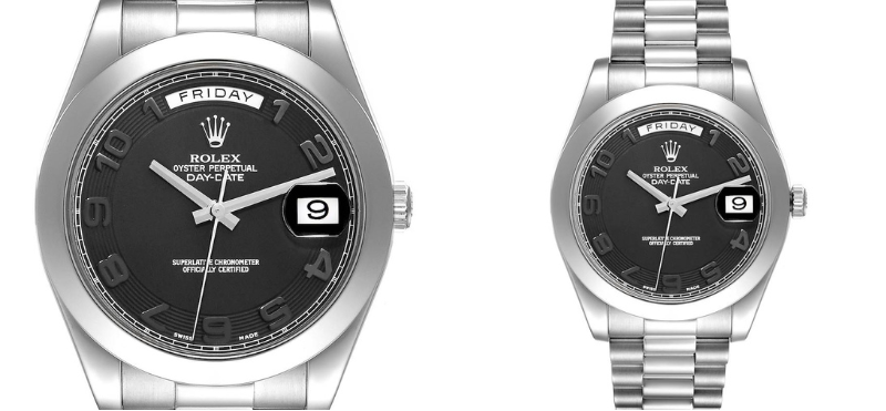 Rolex President Day-Date 41 Matte Black Dial Platinum Mens Watch 218206