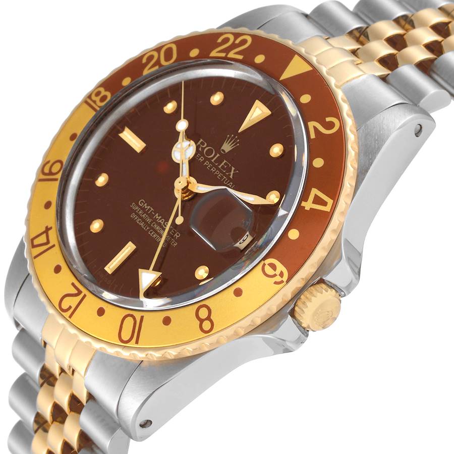 Rolex GMT Master Rootbeer Yellow Gold Steel Vintage Mens Watch 16753