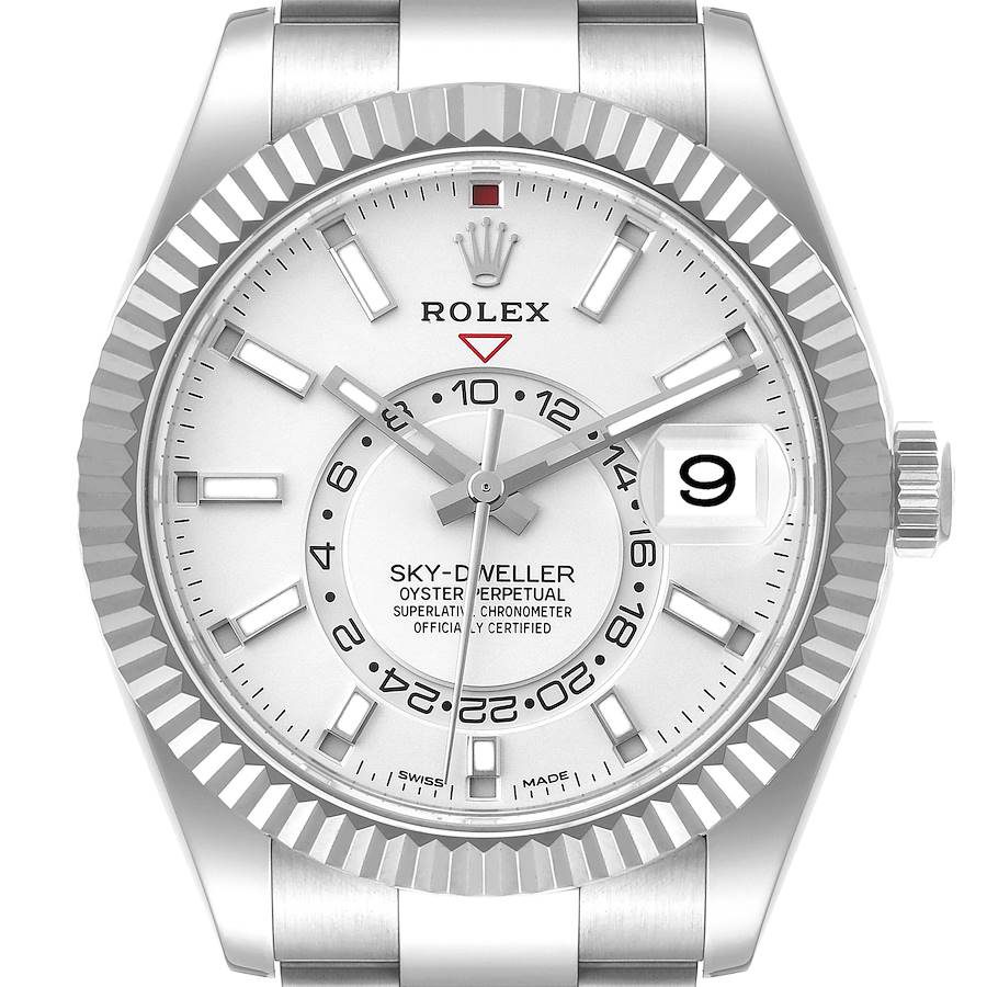Rolex Sky-Dweller Silver Dial Steel White Gold Mens Watch 326934 