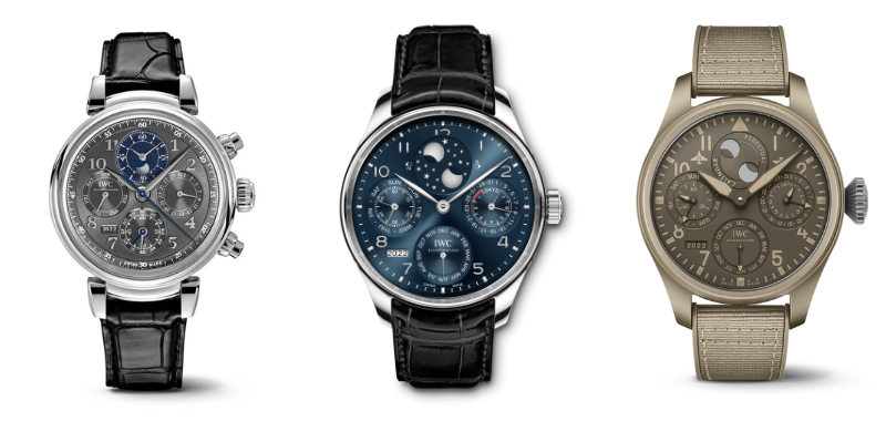 IWC Da Vinci Perpetual Calendar Chronograph, Portuguese Perpetual Calendar Moonphase, Pilot's Perpetual Calendar Mojave Desert