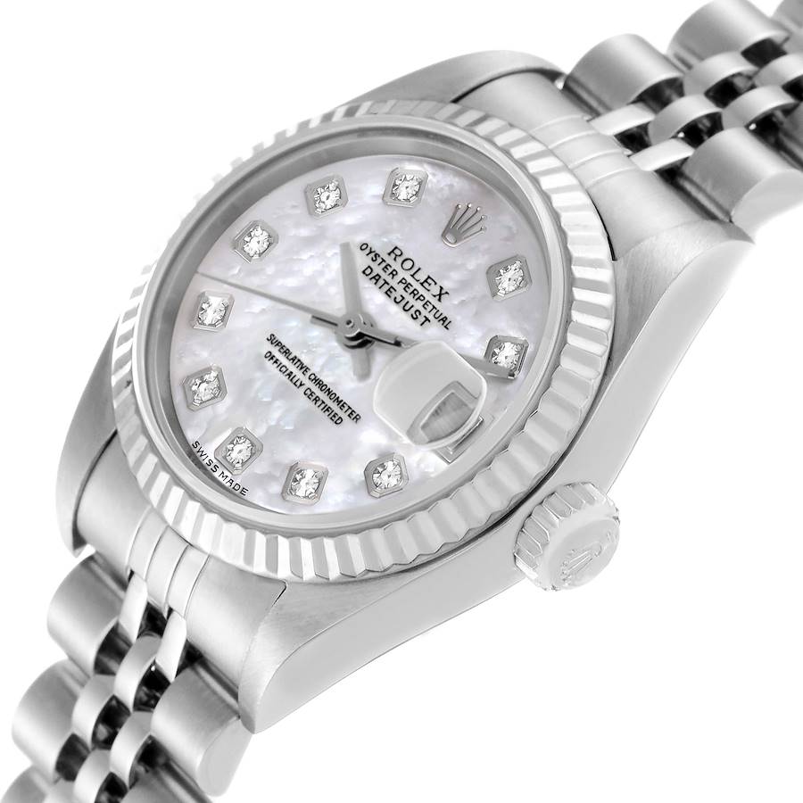 Rolex Datejust Steel White Gold Mother of Pearl Diamond Ladies Watch 79174