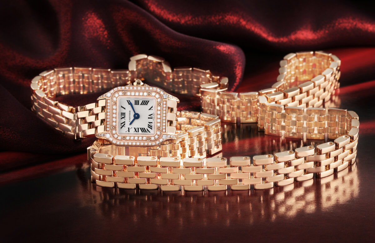 Cartier Panthere Mini Rose Gold Diamond Triple Loop Ladies Watch WJPN0013