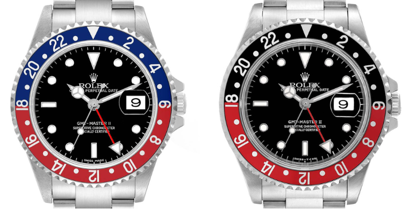 Rolex GMT Master II ref 16710 Pepsi and Coke Bezels