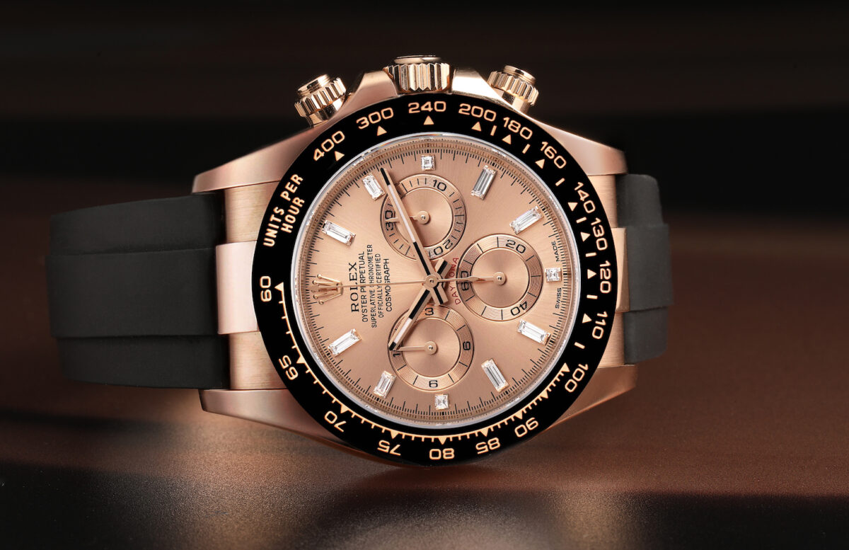 Rolex Daytona Rose Gold Everose Diamond Dial Mens Watch 116515