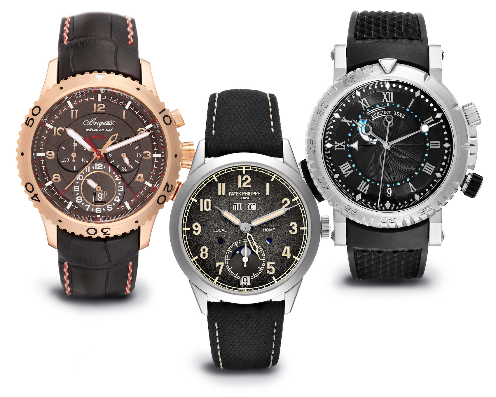 Breguet Type XXII and Marine Royal (with Patek Philippe Annual Calendar Travel Time at center)