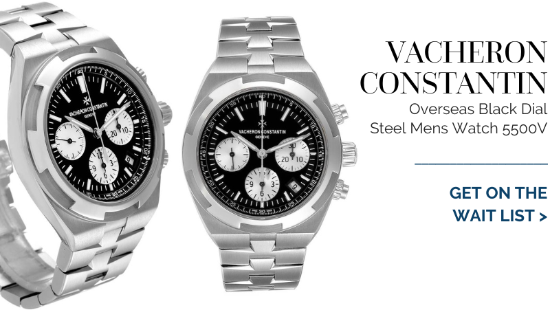 Vacheron Constantin Overseas Black Dial Chronograph Steel Mens Watch 5500V 