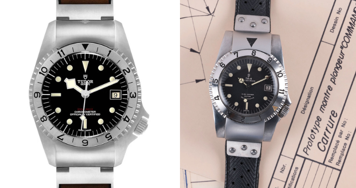 Tudor Black Bay P01 and prototype from the 1960s (right photo: Tudor)