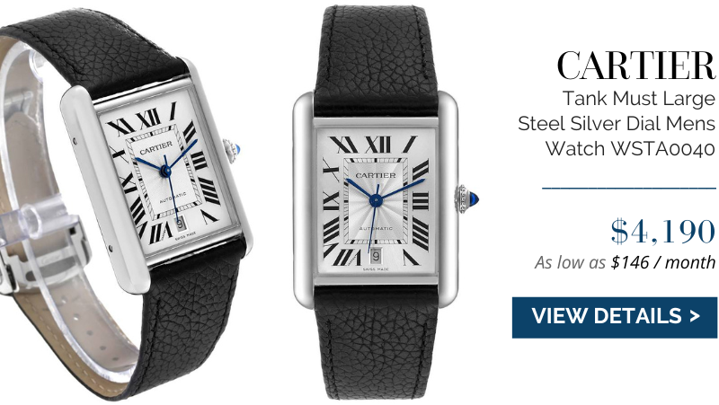 Cartier Tank Must Large Steel Silver Dial Mens Watch WSTA0040