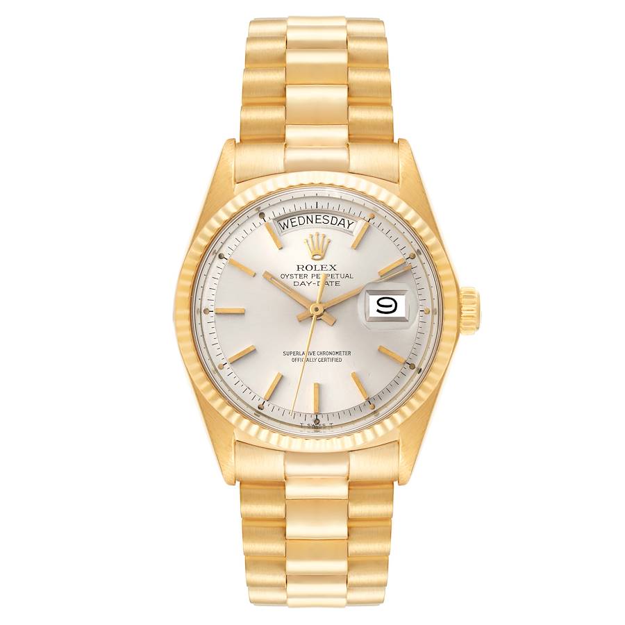 Rolex President Day-Date Silver Dial Yellow Gold Vintage Mens Watch 1803