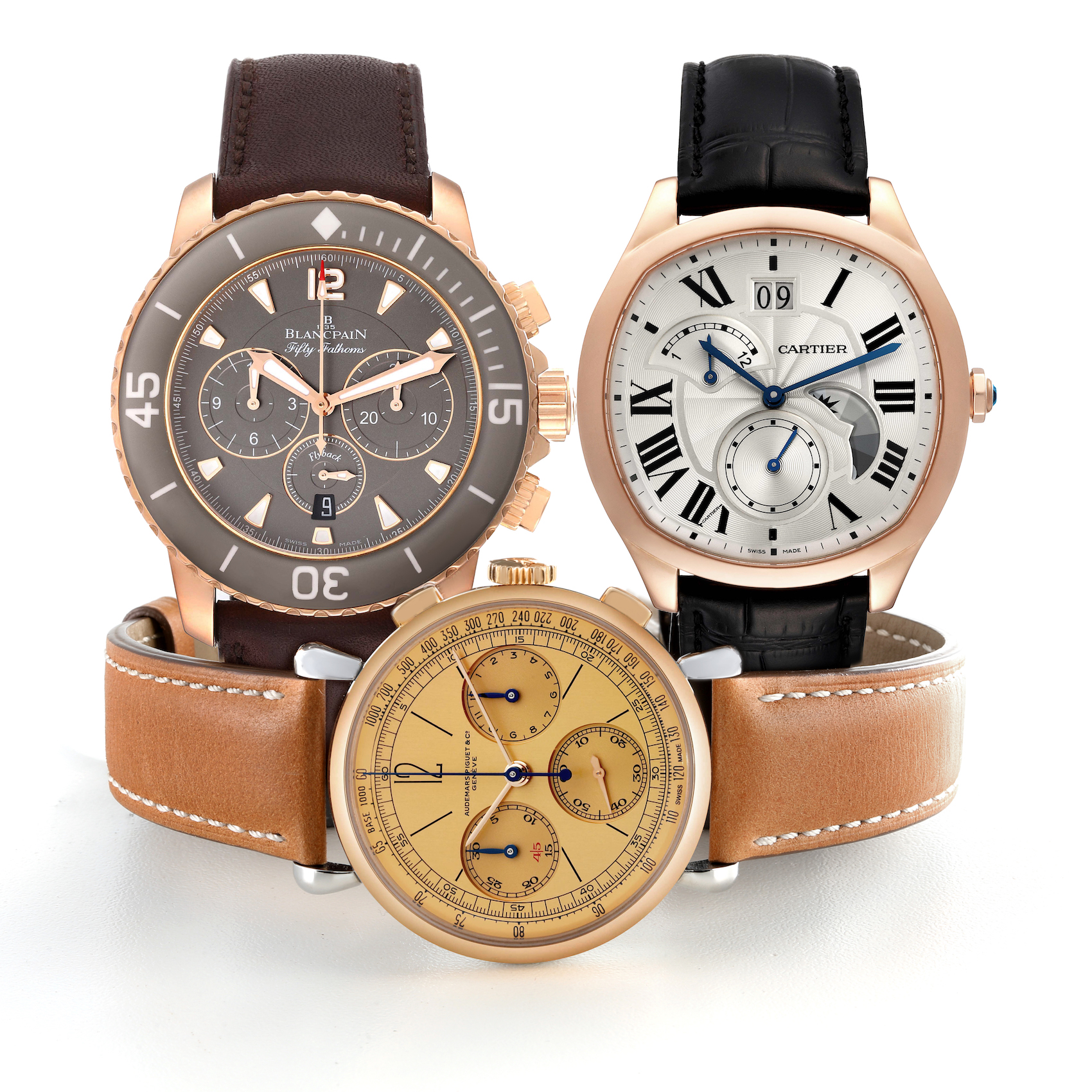 Blancpain Fifty Fathoms, Cartier Drive, and the Audemars Piguet Remaster 01