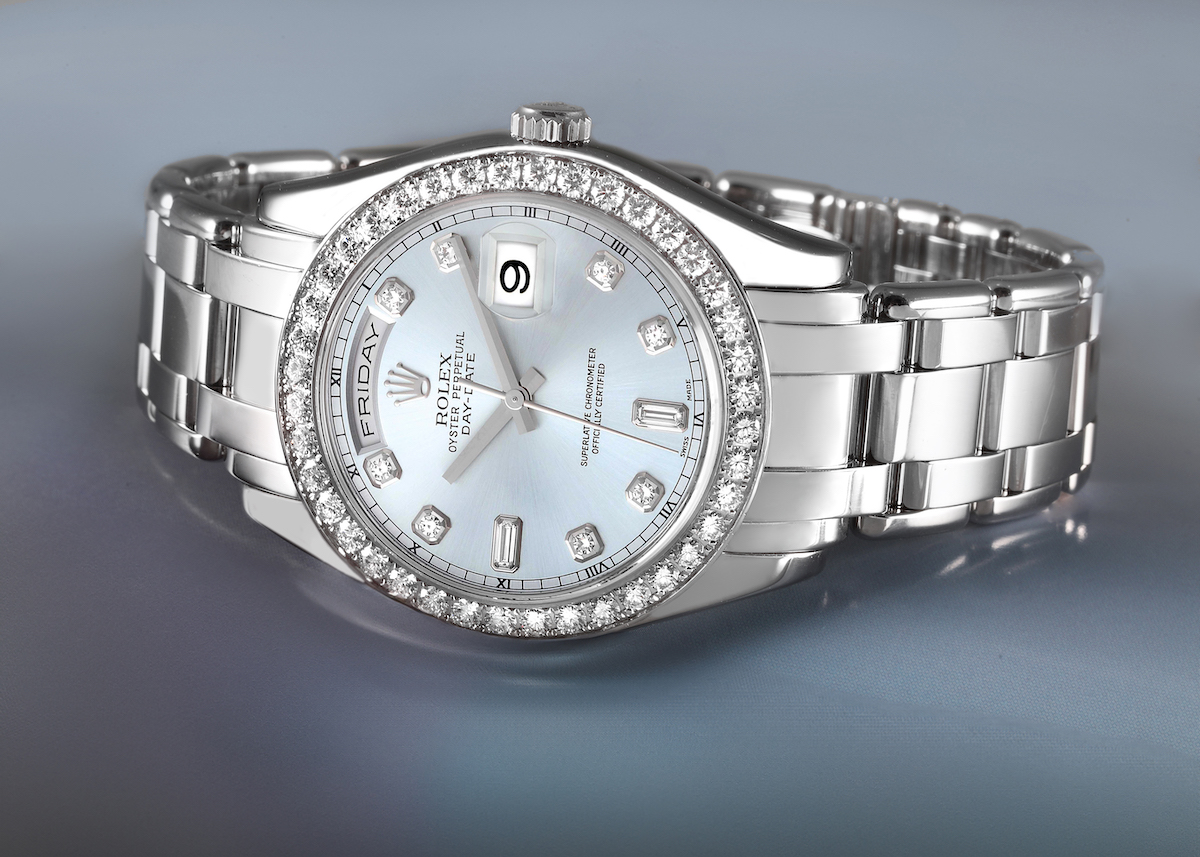 Rolex Day-Date Masterpiece Platinum Ice Blue Diamond Mens Watch 18946