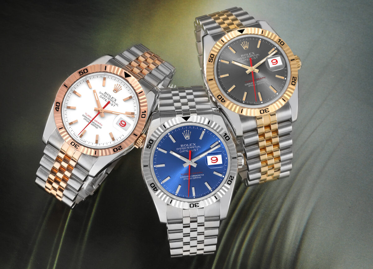 The Rolex Datejust Turnograph. The Turnograph is the first watch series to feature the rotating bezel.