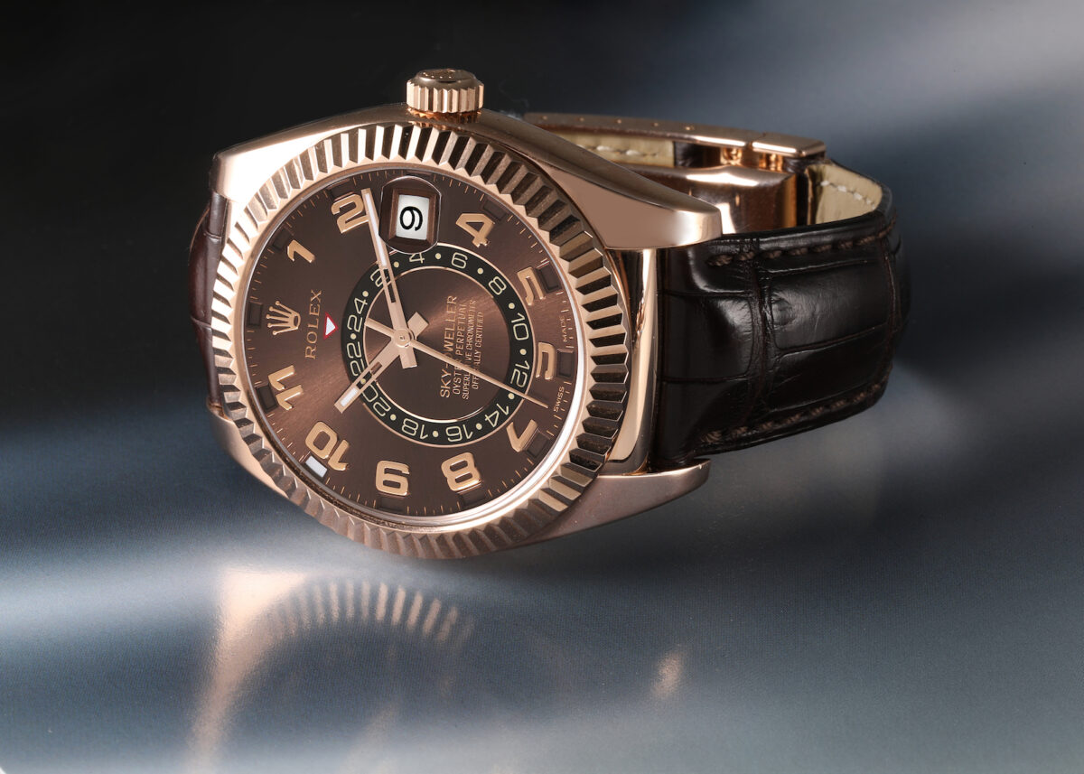 Rolex Sky-Dweller Chocolate Brown Everose Gold Mens Watch 326135