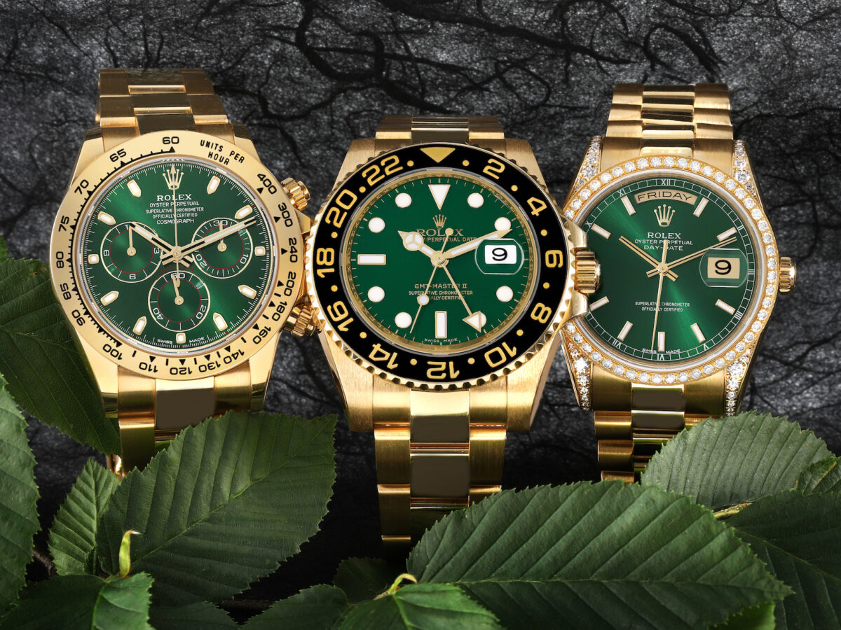 Rolex Watches in Yellow Gold and Green