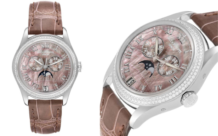 Patek Philippe Annual Calendar White Gold Mother of Pearl Diamond Mens Watch 4936