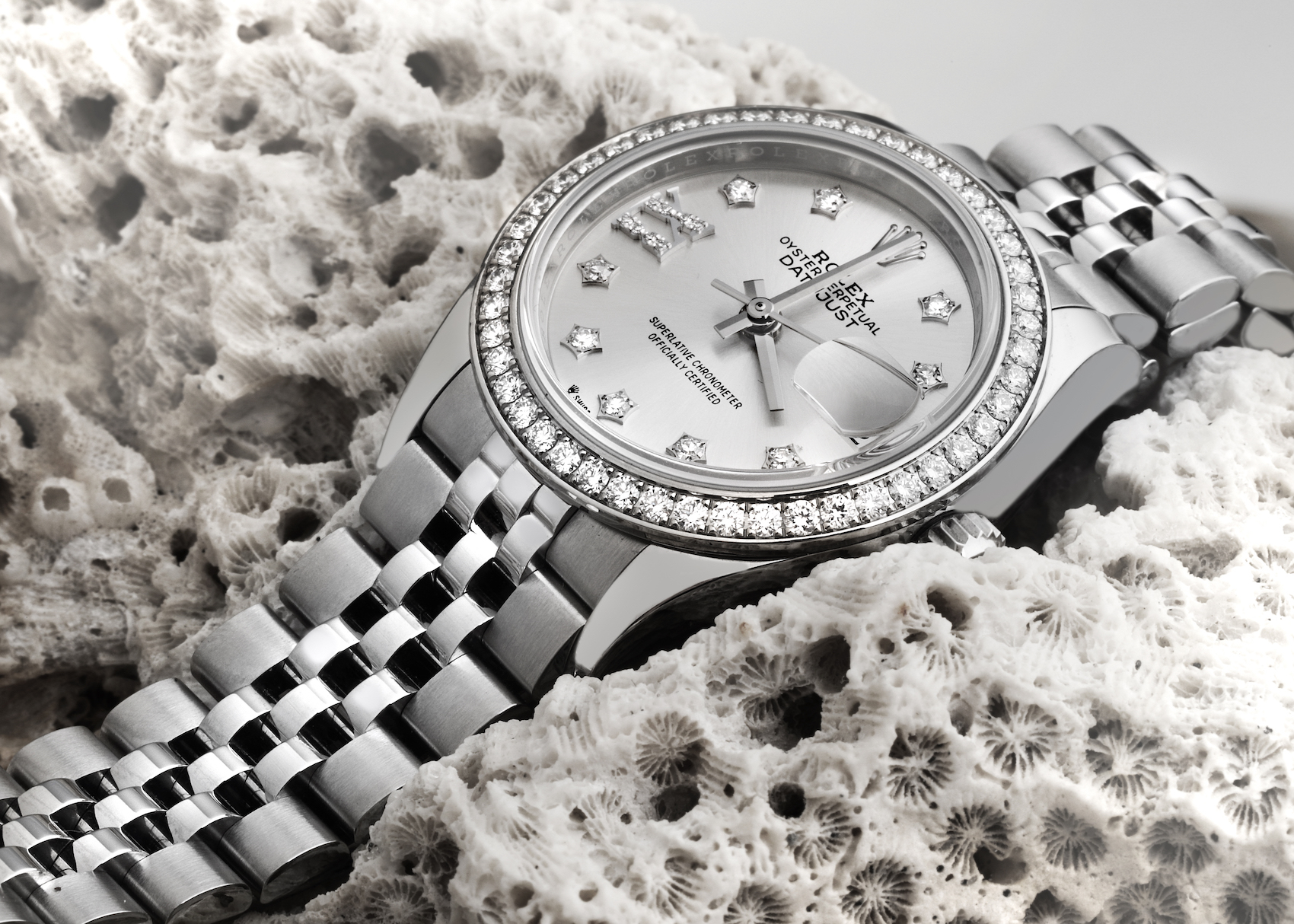 Rolex Datejust Steel White Gold Silver Dial Diamond Ladies Watch 279384