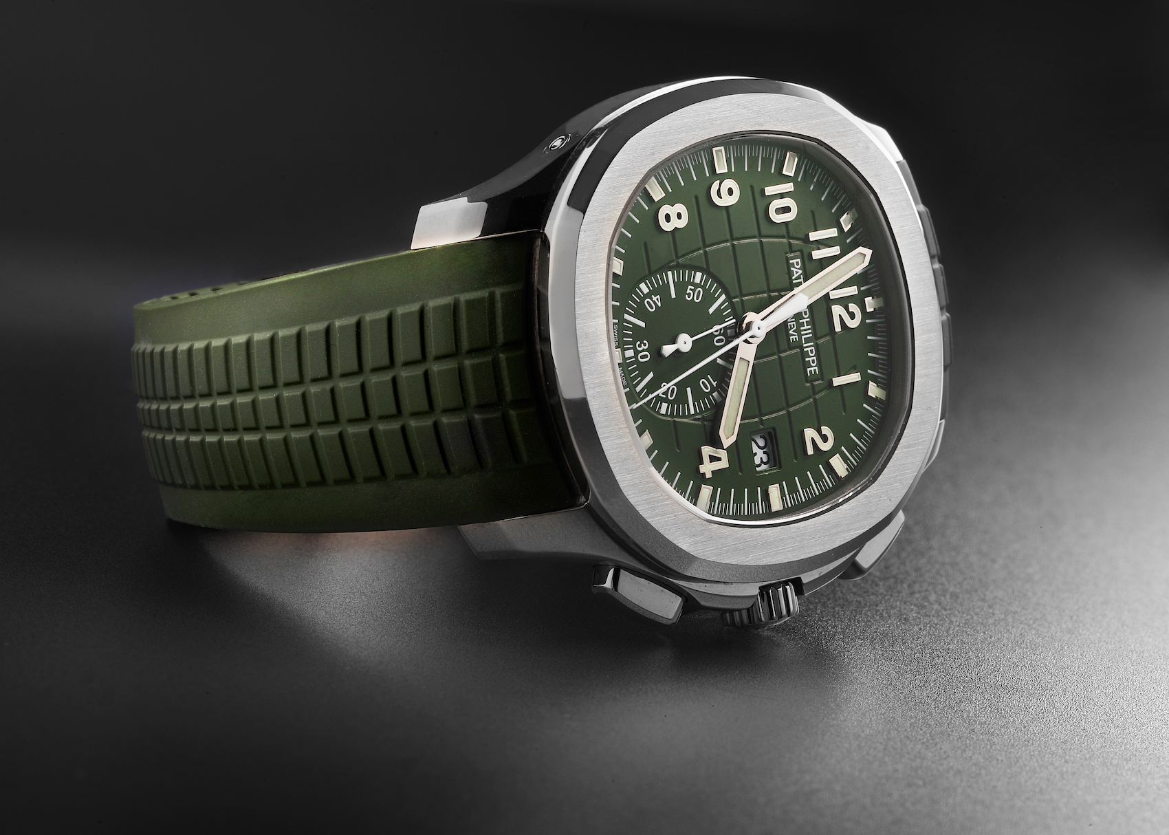 All photos are of the actual watch in stockPatek Philippe Aquanaut White Gold Rubber Strap Mens Watch 5968G